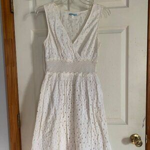Leifnotes Cotton Eyelet Dress White Women's Size 4